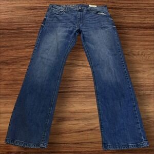 TK‎ Axel Straight Leg Jeans Distressed Denim Blue Wash Mens Size 38x32
